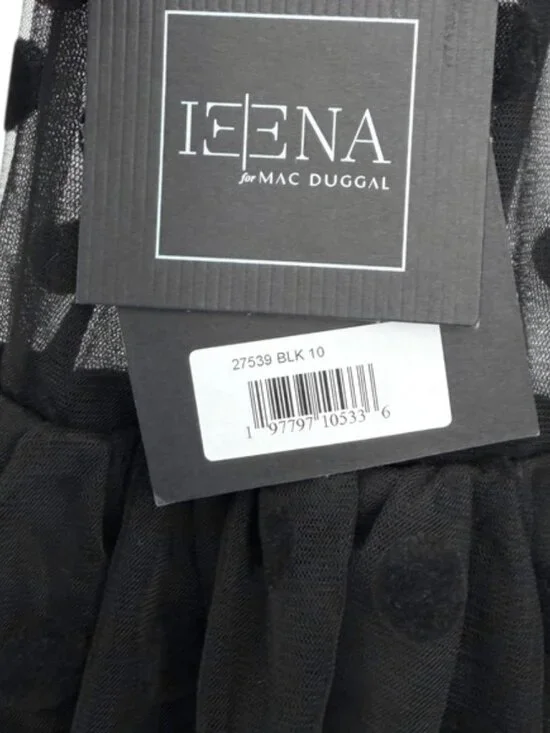 NWT Mac Duggal Black Polka Dot Net Bustier A-Line Midi Dress - Size 10‎ - Picture 9 of 16